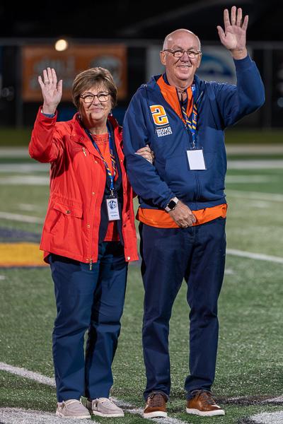 Distinguished Alumni presented at halftime.